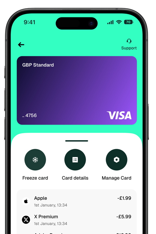 Virtual card screen